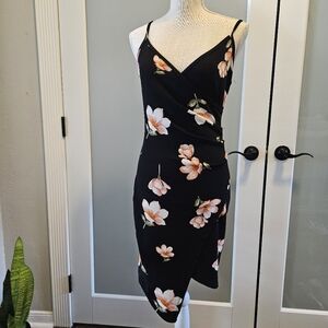 Almost Famous body loving asymmetrical spaghetti strap dress black Sz MEDIUM